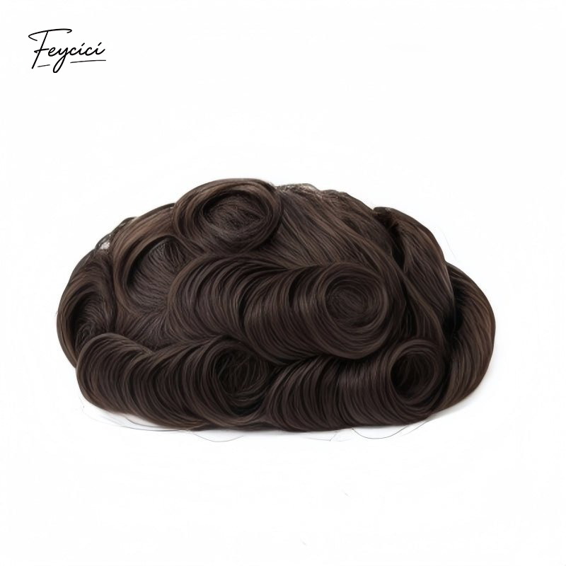 Feycici Invisible PU hair system for men, natural full hand-tied hairpiece with ultra 0.12mm thickness and realistic appearance