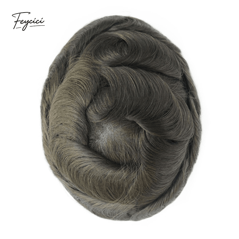 Ultra-Thin Skin Men’s Hair System - 0.08mm V-Loop Knotless Bio-Skin Toupee (8"x10")