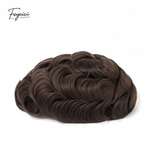 Feycici invisible PU hair system for men with natural full hand-tied hair, ultra 0.12mm thick, realistic hair piece.