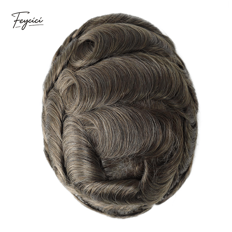 Ultra-Thin Skin Men’s Hair System - 0.08mm V-Loop Knotless Bio-Skin Toupee (8"x10")