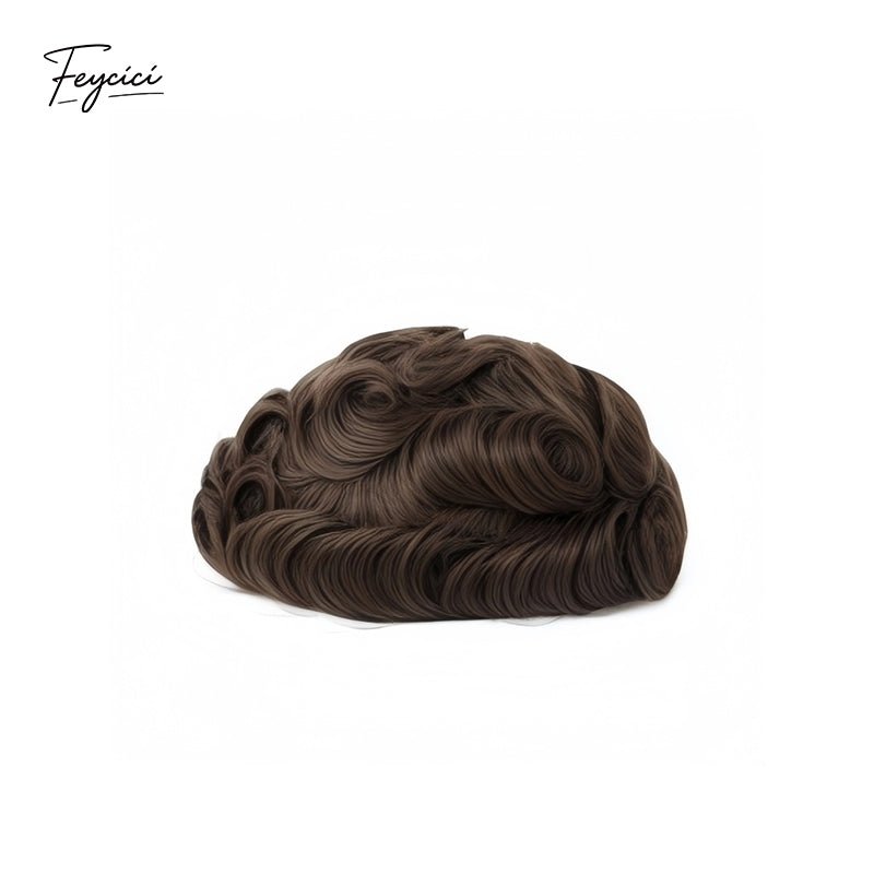 Invisible PU Hair System for Men –Natural Hair Piece Ultra Thin 0.08mm Full Hand Tied Natural Hair Piece