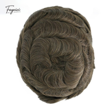 Feycici men's 8x10 inch mono with poly hair system, natural hair piece with 130% density, free style, visible natural hair and base.