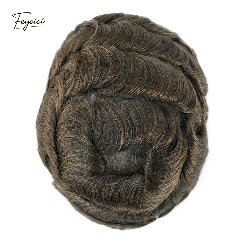 Ultra-Thin Skin Men’s Hair System - 0.08mm V-Loop Knotless Bio-Skin Toupee (8"x10")