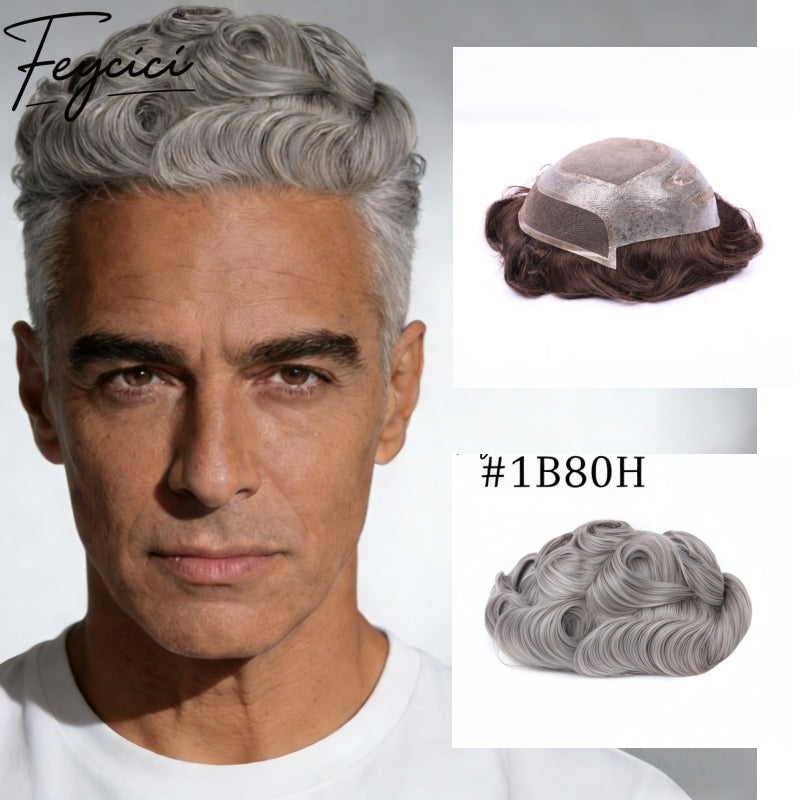 8*10' Durable Lace Top With PU Hair System for Men –Natural Hair Piece - 130% Density