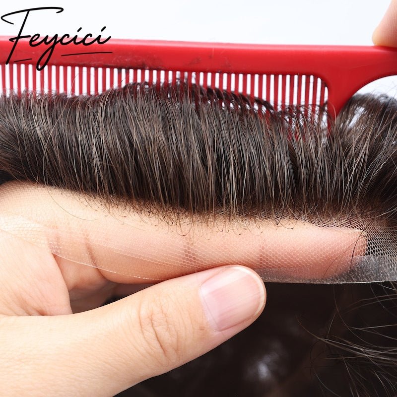 8*10' Durable Lace Top With PU Hair System for Men –Natural Hair Piece - 130% Density8