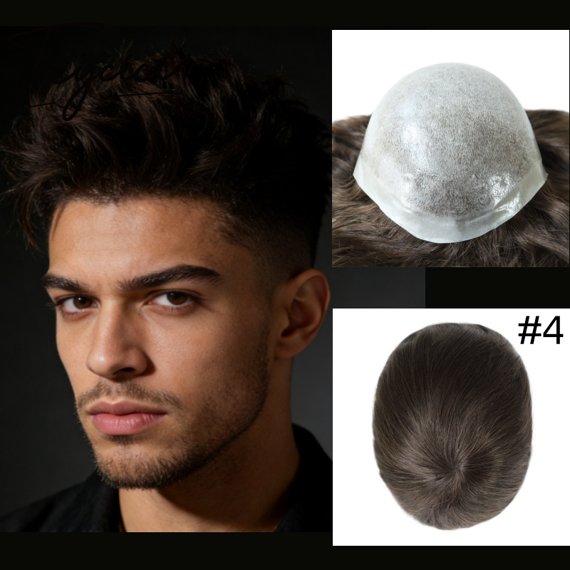 8*10' Injection Thin Skin Hair System for Men –Natural Hair Piece 120% Density Toupee -Free Style