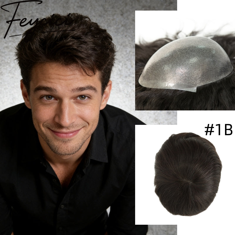 8*10' Injection Thin Skin Hair for Men –Natural Hair Piece 120% Density Toupee -Free Style Hair System