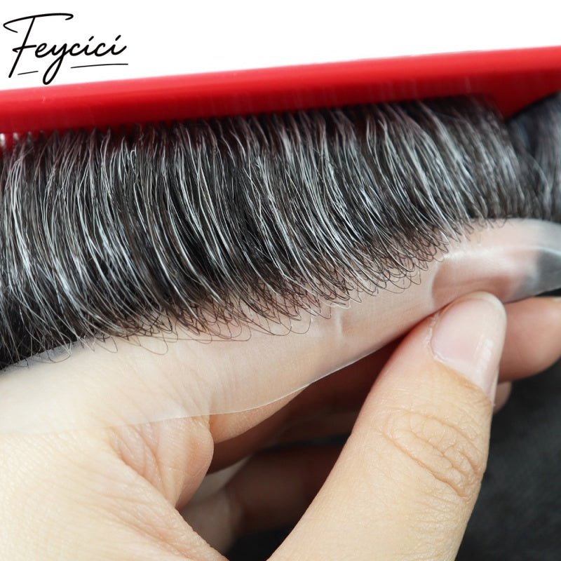 8*10' Invisible Thin Skin Hair System for Men –Natural Hair Piece Black Series -Best for Daily Wear10