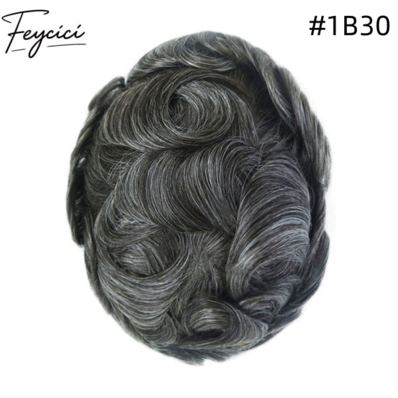 8*10' Invisible Thin Skin Hair System for Men –Natural Hair Piece V Loop front -Daily Wear4