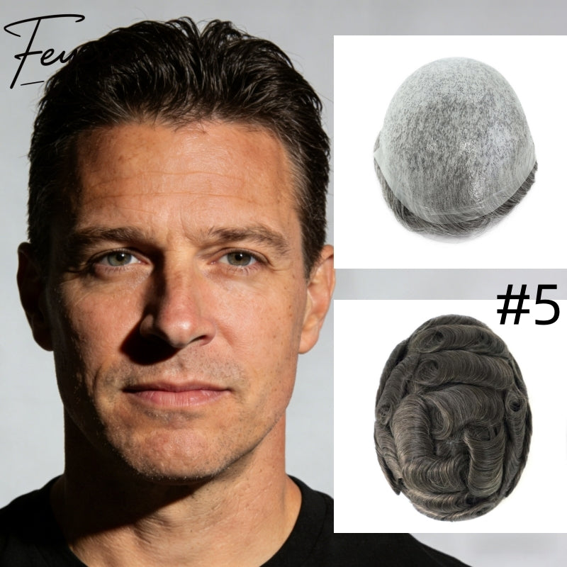 8*10' Invisible Thin Skin Hair System for Men –Natural Hair Piece V Loop front Full Hand Tied20