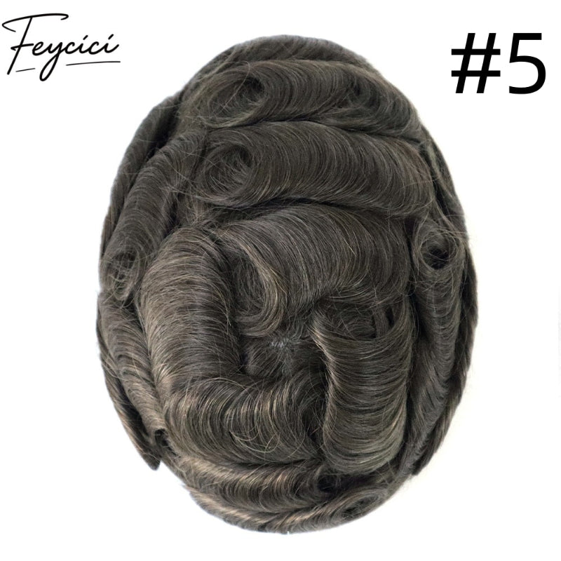 8*10' Invisible Thin Skin Hair System for Men –Natural Hair Piece V Loop front Full Hand Tied 1