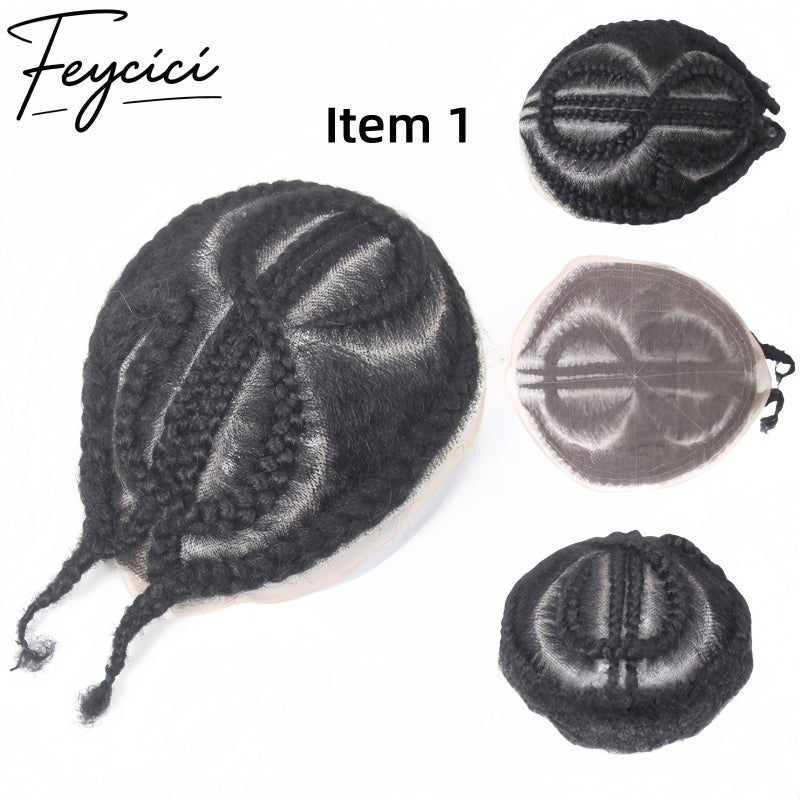 8*10' Lace With PU Hair System for Men –Natural Hair Piece -Afro Permed Toupee-Dreadlocks4