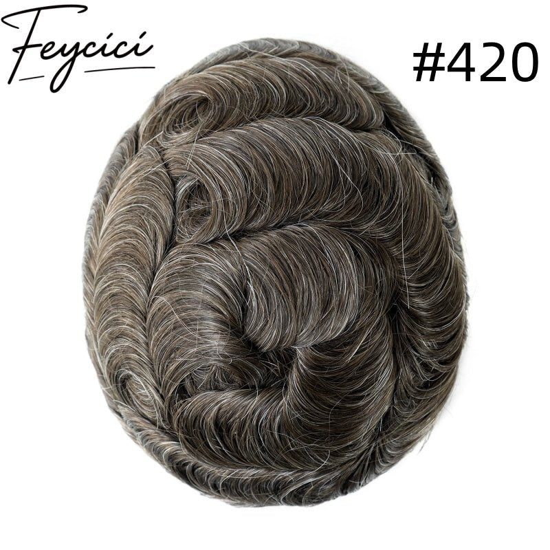 8*10' Mono With Poly Hair System for Men –Natural Hair Piece 130% Density -Free Style16