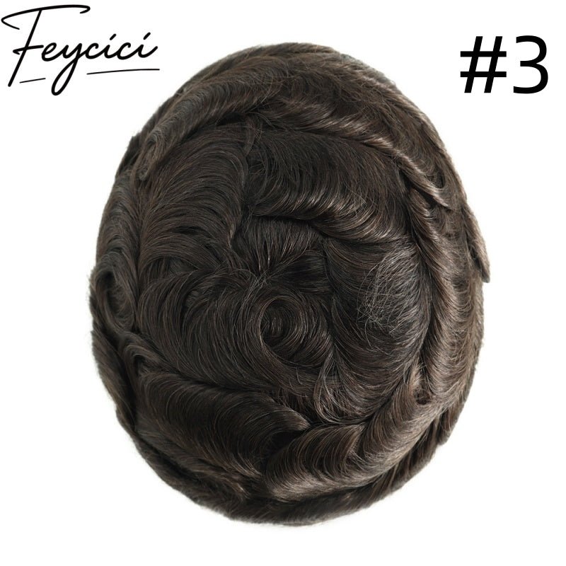 8*10' Mono With Poly Hair System for Men –Natural Hair Piece 130% Density -Free Style2