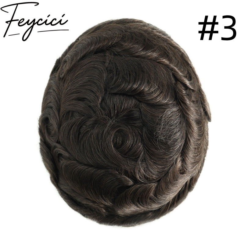 8*10' Mono With Poly Hair System for Men –Natural Hair Piece 130% Density -Free Style2