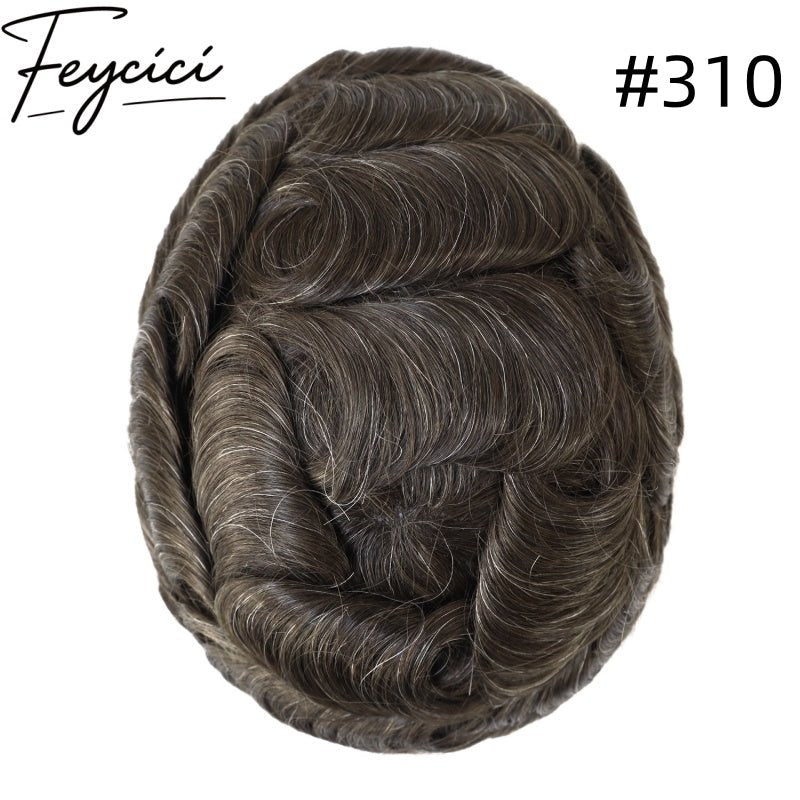 8*10' Mono With Poly Hair System for Men –Natural Hair Piece 130% Density -Free Style9