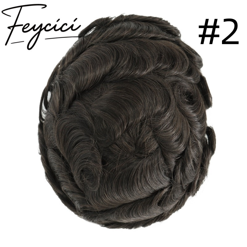 8*10' Mono with Poly Hair System for Men –Natural Hair Piece 130% Density Toupee -Free Style1