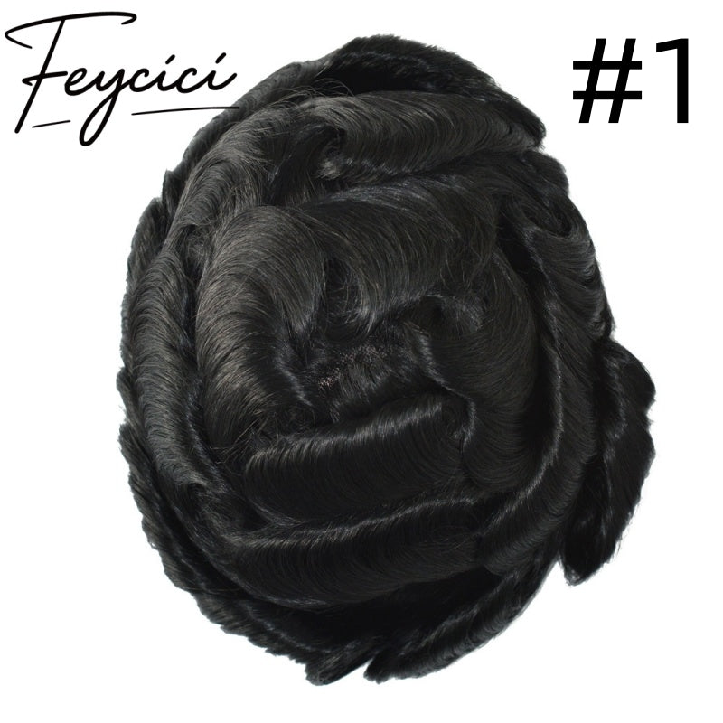 8*10' Mono with Poly Hair System for Men –Natural Hair Piece 130% Density Toupee -Free Style2