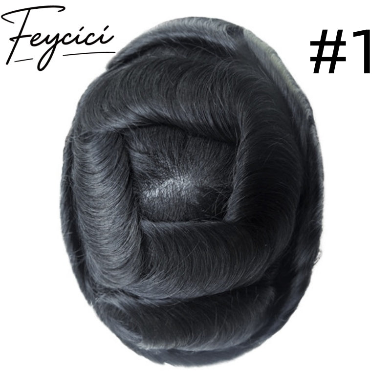 8*10' Super Thin Skin Hair System for Men –Natural Hair Piece V Loop -Free Style2