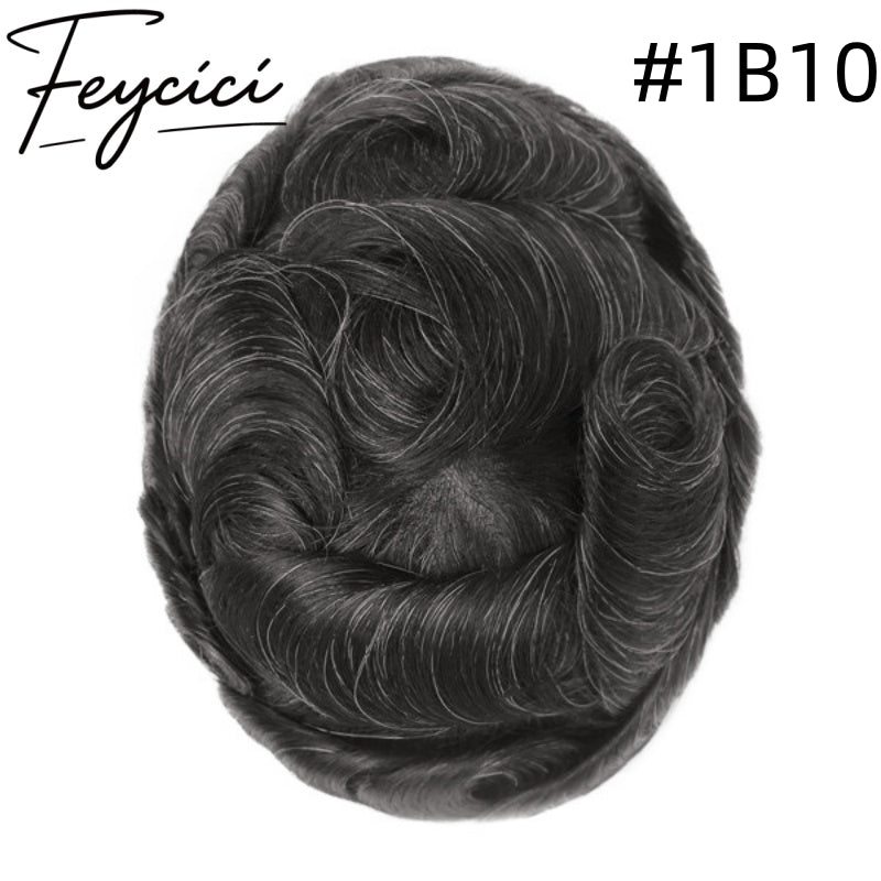 8*10' Super Thin Skin Hair System for Men –Natural Hair Piece V Loop Toupe -Free Style1