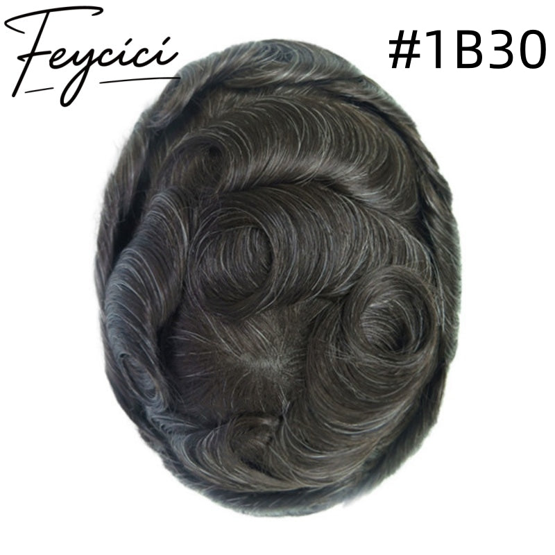 8*10' Super Thin Skin Hair System for Men –Natural Hair Piece V Loop Toupe -Free Style3