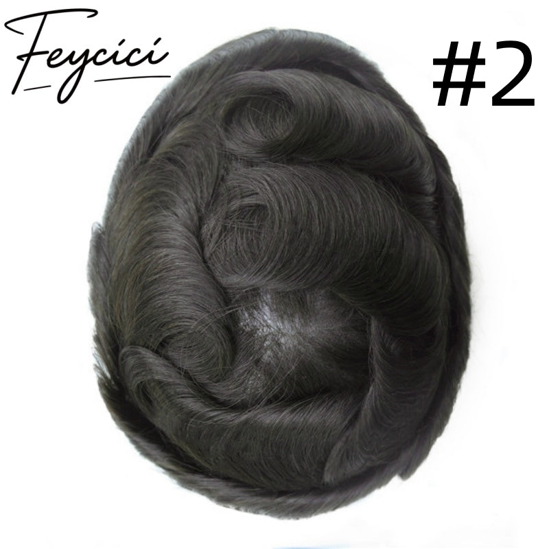 8*10' Super Thin Skin Hair System for Men –Natural Hair Piece V Loop Toupee -Free Style1