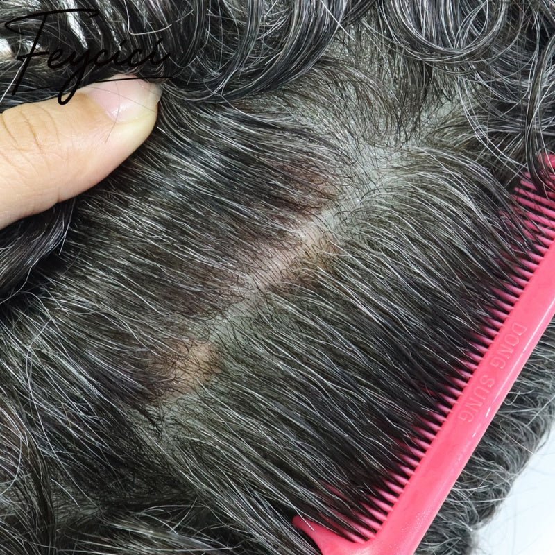 8*10' Super Thin Skin Hair System for Men –Natural Hair Piece V Loop Toupee -Free Style12