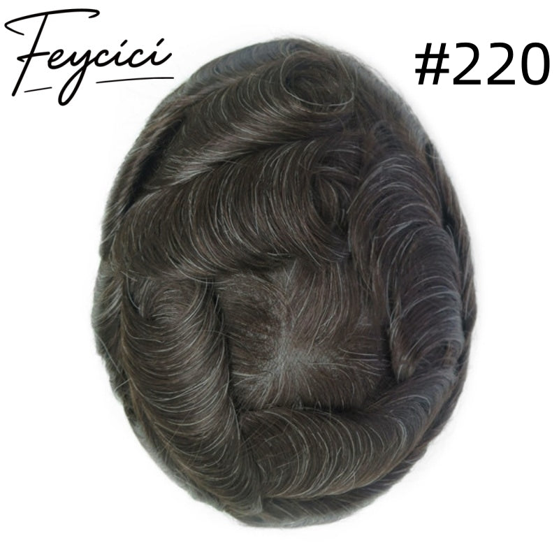 8*10' Super Thin Skin Hair System for Men –Natural Hair Piece V Loop Toupee -Free Style3