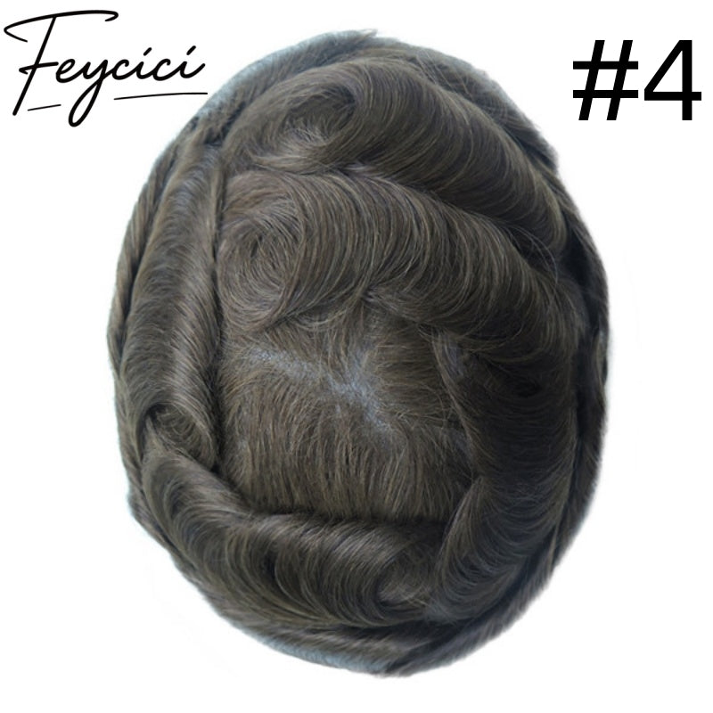 8*10' Super Thin Skin Hair System for Men –Natural Hair Piece V Loop Tupee -Free Style1