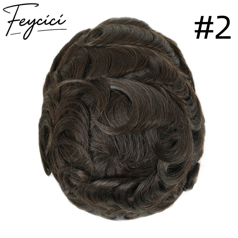 8*10' Thin Skin Hair System for Men –Natural Hair Piece V Loop Toupe -Free Style2