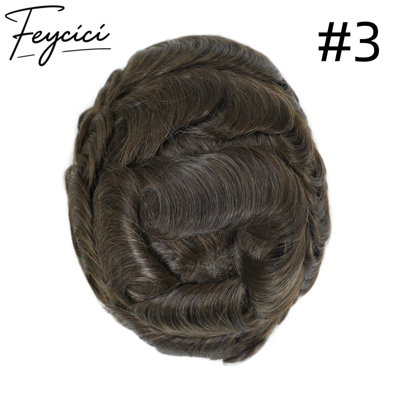 8*10' Thin Skin Hair System for Men –Natural Hair Piece V Loop Toupe -Free Style3