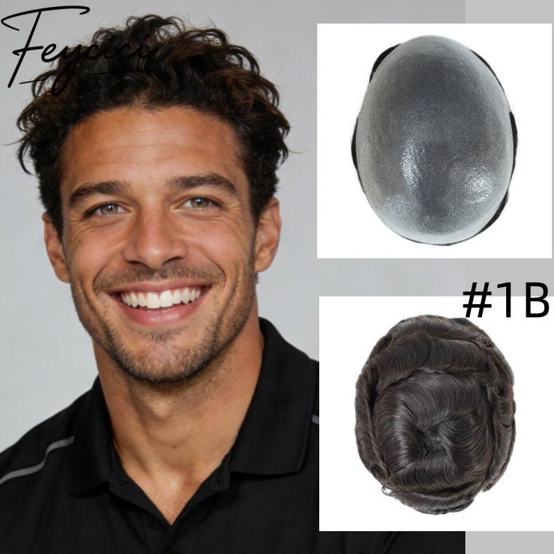 8*10' Thin Skin Hair System for Men –Natural Hair Piece V Loop Toupee- Daily Wear