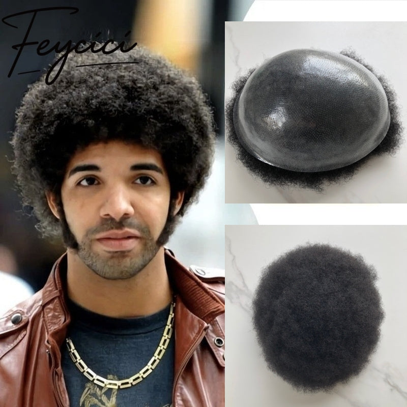 8*10' Thin Skin Poly Hair System for Men –Natural Hair Piece -Afro Permed Toupee  