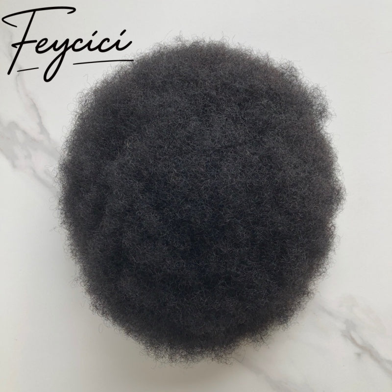 8*10' Thin Skin Poly Hair System for Men –Natural Hair Piece -Afro Permed Toupee  1