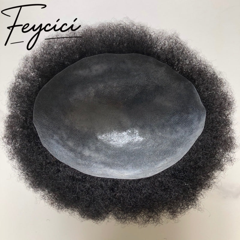 8*10' Thin Skin Poly Hair System for Men –Natural Hair Piece -Afro Permed Toupee  2