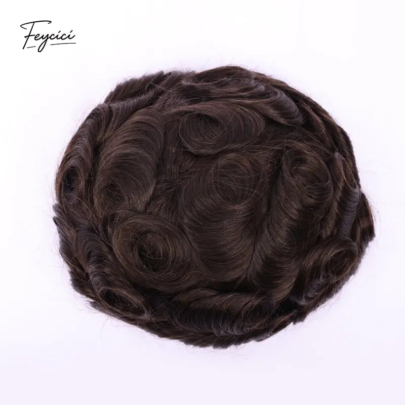 Feycici 8x10 inch breathable full lace men's hair system with natural hair, ideal for daily wear and comfortable styling