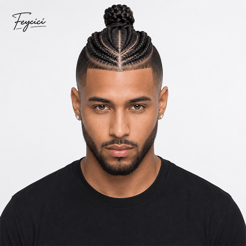 8x10 full lace Afro toupee by Feycici featuring breathable dreadlocks hair system for men.