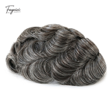 Feycici 8x10 inch black thin skin hair system for men, natural-looking hair piece designed for daily wear, shown on a model.