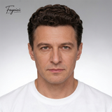 Feycici 8x10 inch invisible thin skin hair system for men in black, natural-looking hair piece designed for daily wear.