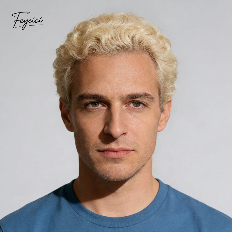 Feycici 8x10-inch invisible thin skin hair system for men with natural hair, V loop front, free style, lightweight and seamless.