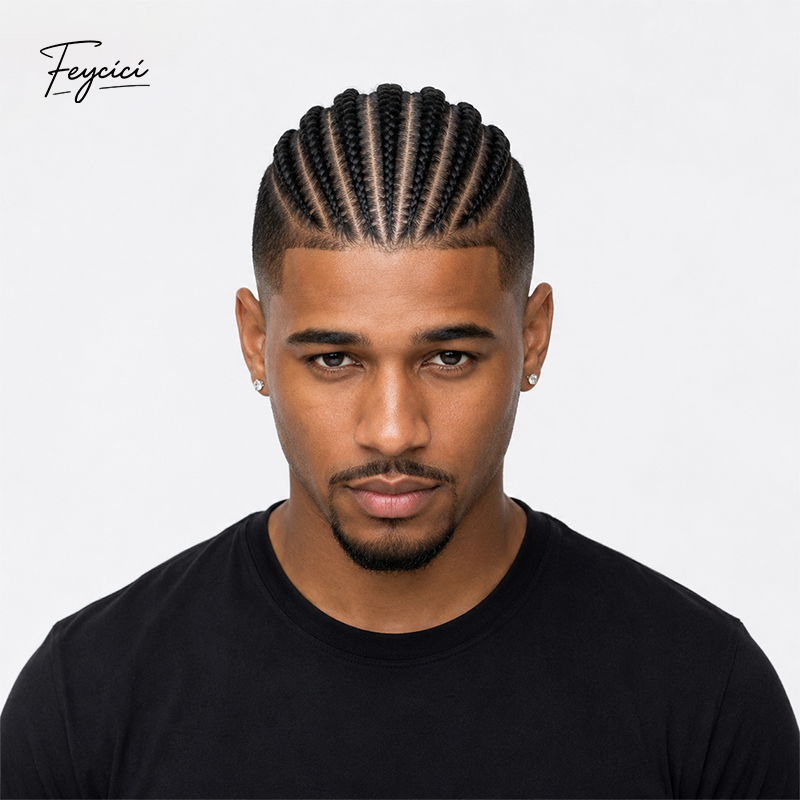 8"x10" Lace with PU Afro Toupee - Hybrid Base Men's Dreadlocks System
