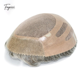 Feycici men's 8x10 inch mono with poly hair system, natural hair piece with 130% density, free style for a natural look