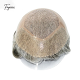 Feycici 8x10 inch mono with poly hair system for men featuring natural hair, 130% density, free style design, and realistic appearance.
