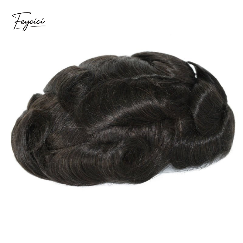 8"x10" Mono with Poly Hair System for Men –Natural Hair Piece 130% Density Toupee -Free Style