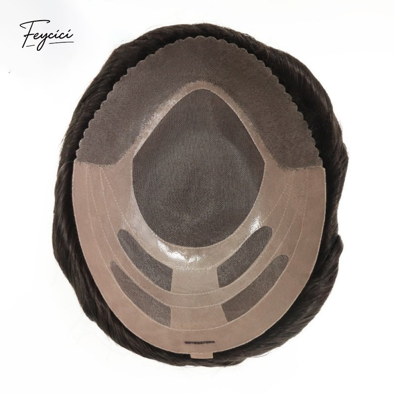 8"x10" Mono with Poly Hair System for Men –Natural Hair Piece 130% Density Toupee -Free Style