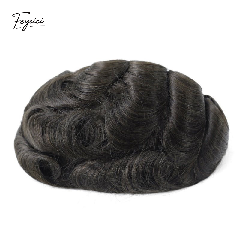 Feycici 8x10 inch super thin skin hair system for men with natural hair, V loop attachment, free style for a seamless look