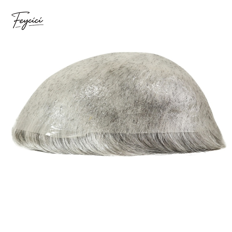 Feycici 8x10 inch super thin skin hair system for men with natural hair and V loop design, free style, lightweight and realistic.