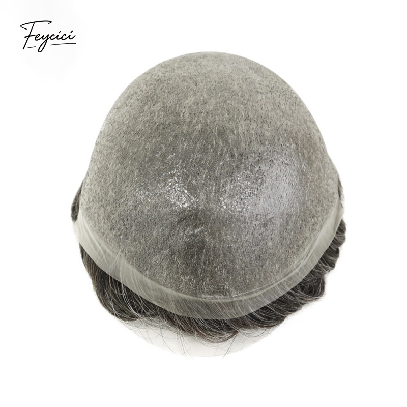 Feycici 8x10 inch super thin skin hair system for men with natural hair, V loop toupee, free style, lightweight and realistic appearance