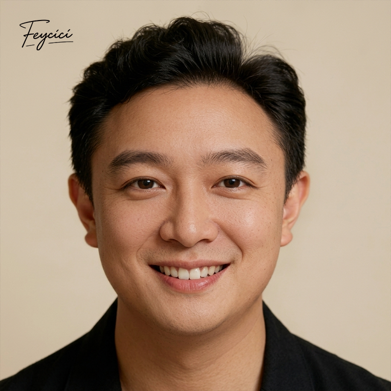 Feycici 8x10 inch super thin skin hair system for men with natural hair and V loop toupee in free style, lightweight and realistic.