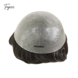 Feycici 8x10 inch super thin skin hair system for men with natural hair, V loop toupee, free style hairpiece on a white background.